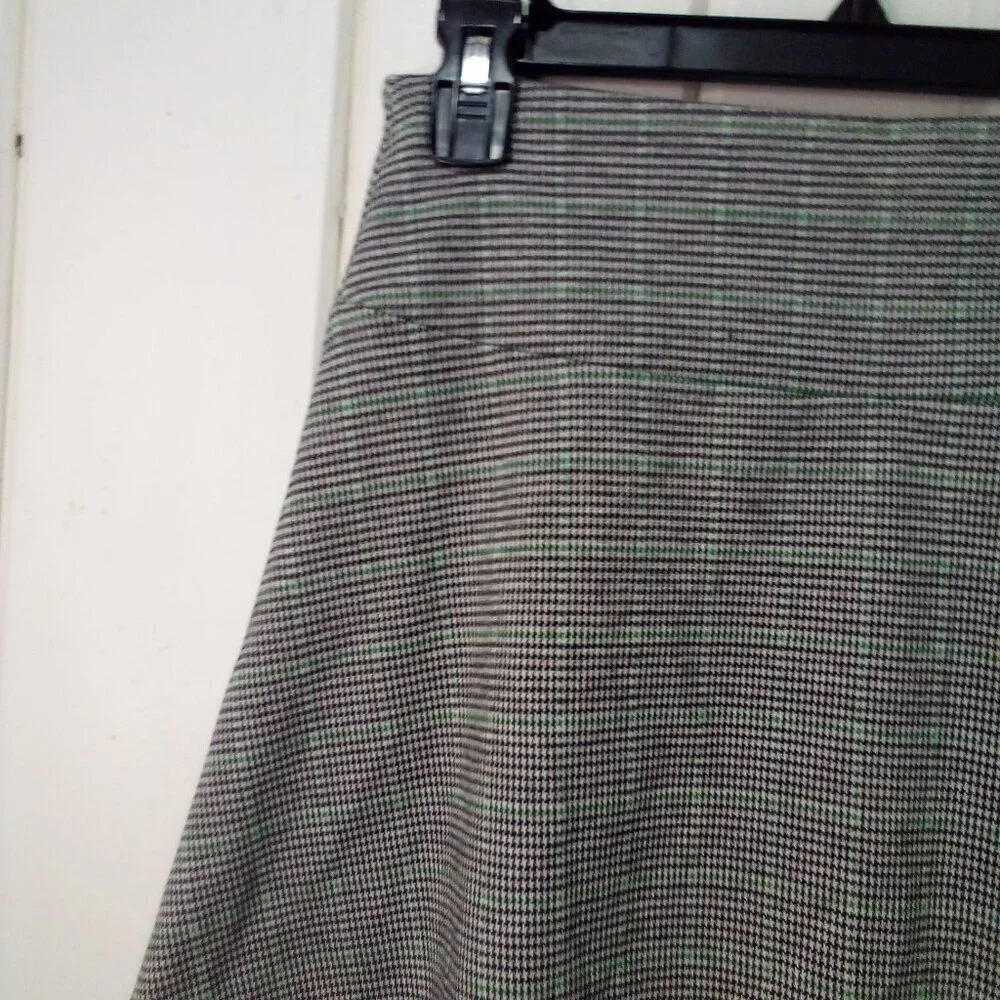 Loft Skirt Women XS A-Line Short Plaid Classic Black Green